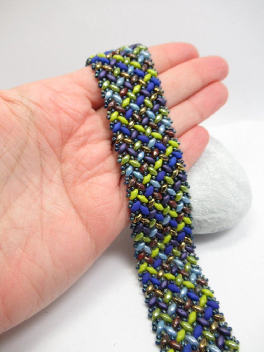Handwoven Herringbone Superduo bracelet